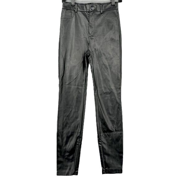 Zara Black‎ Faux Leather Skinny Pants Zipper Ankles High-Waisted Womens Small - Picture 1 of 8